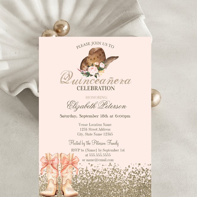 Invitación Boots Quinceañera (Subido por el creador)