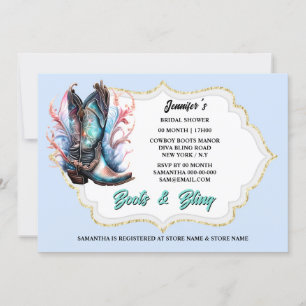 Invitación Boots relucientes botas de vaquera brillantes plum