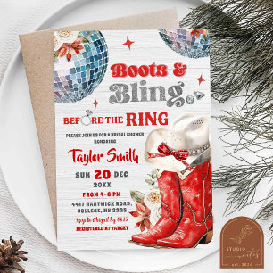 Invitación Boots rojos y Navidades de discoteca de Bling