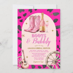 Invitación Boots rosados y burbuja de la ducha de novias occi