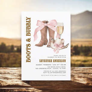Invitación Boots rosados y ducha de novias occidental burbuje