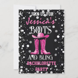 Invitación Boots rosados y la fiesta de la bachillerato