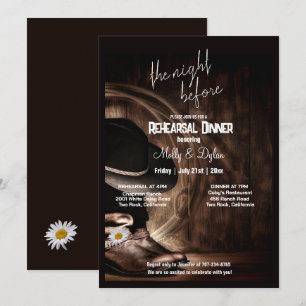 Invitación Boots rurales, Gorra y cena de ensayo de Barnwood
