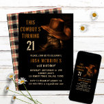 Invitación Boots rústicos de vaquero y Gorra de cuero en 21 a<br><div class="desc">Este diseño presenta un par de botas de vaquero de cuero con gorra y su información personalizada de la fiesta de cumpleaños 21 a continuación. Personalice editando el texto o borrando el texto en los cuadros de texto #fiesta #invitaciones #invitaciones #invitaciones #cumpleaños #cumpleaños #cumpleañosfiesta #21ª #invitaciones de fiesta #personalizadas</div>
