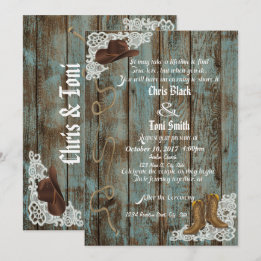 Invitación Boots rústicos y bodas de encaje invitan