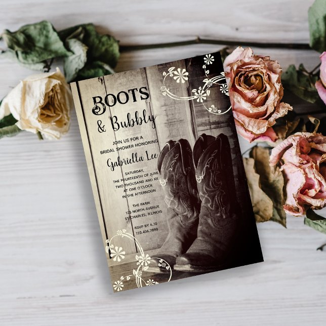Invitación Boots rústicos y una burbuja de duchas de novias o (Subido por el creador)