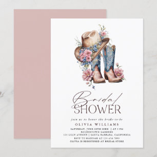 Invitación Boots Western Cowgirl Floral Bridal Shower