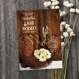 Invitación Boots White Daisies la última fiesta de la Bachelo