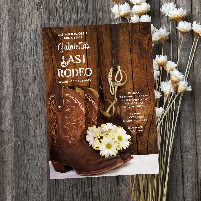 Invitación Boots White Daisies la última fiesta de la Bachelo (Subido por el creador)