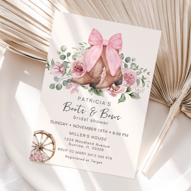 Invitación Boots y arcos de gallina rosa ducha de novia (Subido por el creador)
