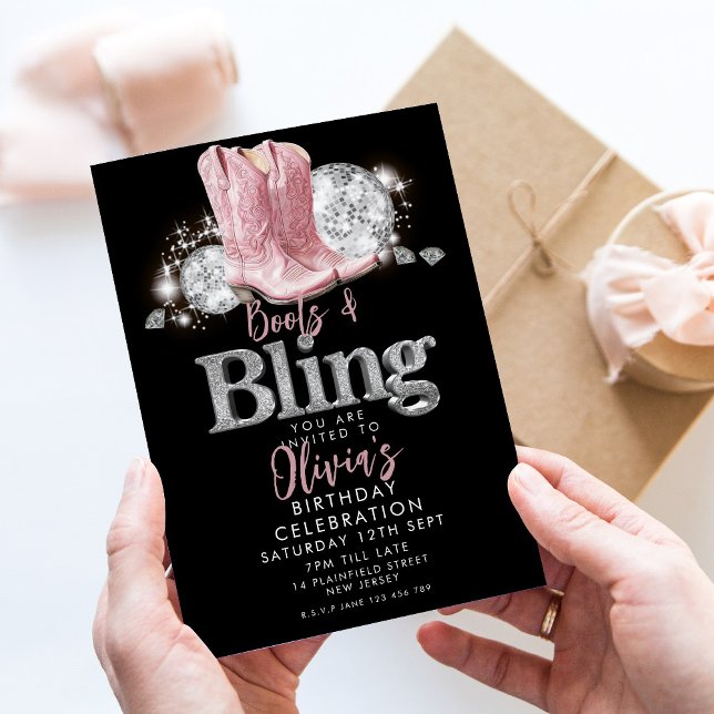 Invitación Boots y Bling Birday (Subido por el creador)