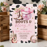 Invitación Boots y Bling Skygirl Cumpleaños Occidental<br><div class="desc">Invitación occidental de Gingham Cowgirl Boot Floral. Cumpleaños rústico de las Vaqueras Occidentales 21,  30 o 40.</div>