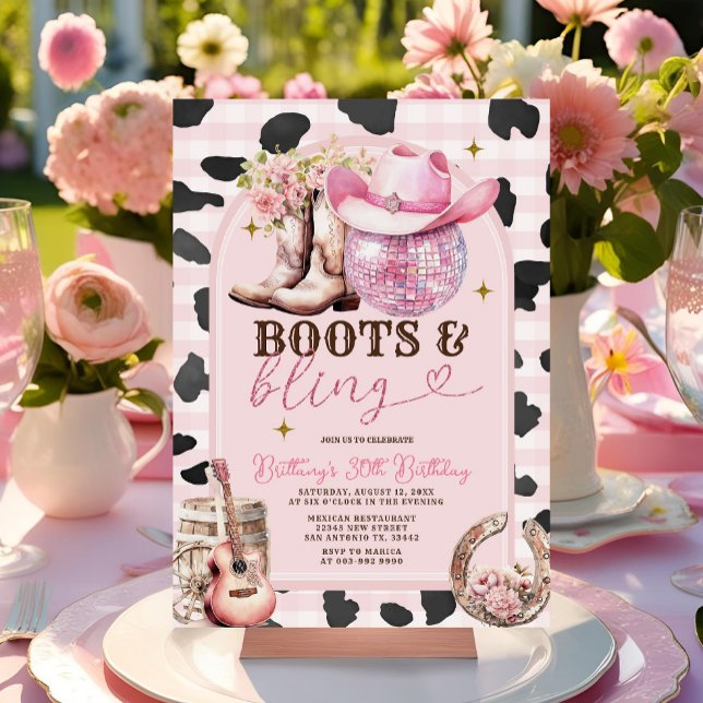 Invitación Boots y Bling Skygirl Cumpleaños Occidental (Subido por el creador)