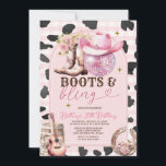 Invitación Boots y Bling Skygirl Cumpleaños Occidental<br><div class="desc">Invitación occidental de Gingham Cowgirl Boot Floral. Cumpleaños rústico de las Vaqueras Occidentales 21,  30 o 40.</div>