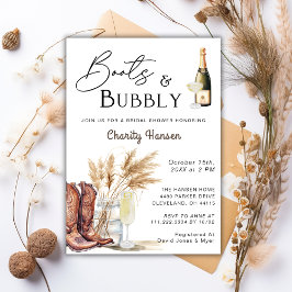 Invitación Boots Y Bobbly Boho Pampas Ducha De Novias