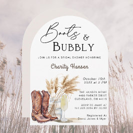 Invitación Boots Y Bobbly Boho Pampas Ducha De Novias