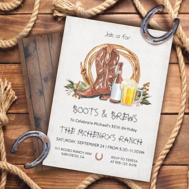 Invitación Boots y brotes rústicos en el oeste de Cowboy (Subido por el creador)