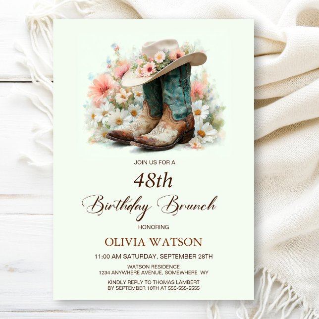 Invitación Boots y brunch de Gorra de cualquier edad cumpleañ (Subido por el creador)