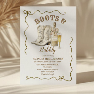 Invitación Boots y Bubbly Bridal Shower Invitación,