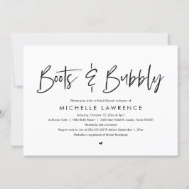 Invitación Boots y burbuja, moderna ducha de novias Casual