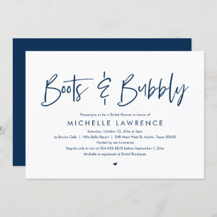 Invitación Boots y burbuja, moderna ducha de novias Casual