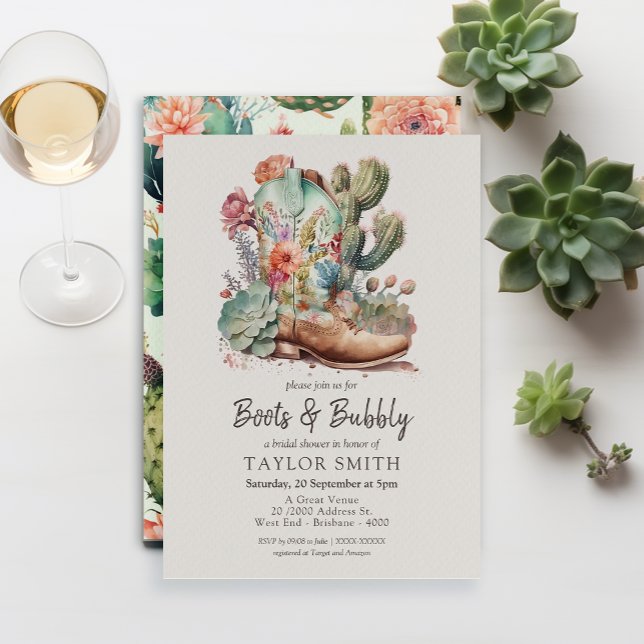 Invitación Boots y burbuja occidental de ducha de novias invi (Subido por el creador)