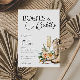 Invitación Boots y burbuja occidental de ducha de novias invi