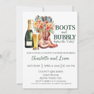 Invitación Boots y burbujas antes de que yo haga