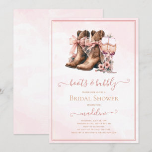 Invitación Boots y burbujas en la ducha de novias occidental