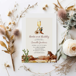 Invitación Boots y burbujas en la ducha de novias occidental
