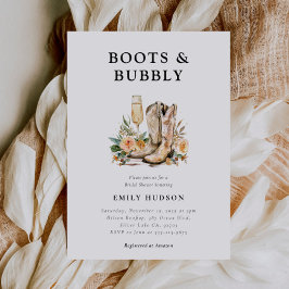 Invitación Boots y burbujas en la ducha de novias occidental