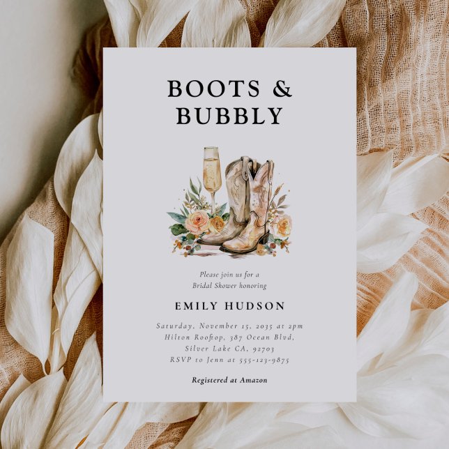Invitación Boots y burbujas en la ducha de novias occidental (Subido por el creador)
