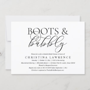 Invitación Boots y burbujas, novia por ser, ducha de novias