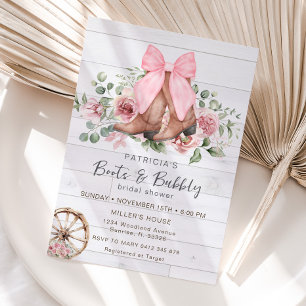 Invitación Boots y espuma de lechera rosada con ducha de novi