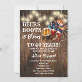 Invitación Boots y vítores de cerveza patriótica cumpleaños