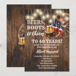 Invitación Boots y vítores de cerveza patriótica cumpleaños