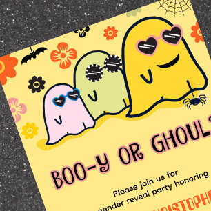 Invitación Booy o Ghoul Groovy Fantasma Revelación de género