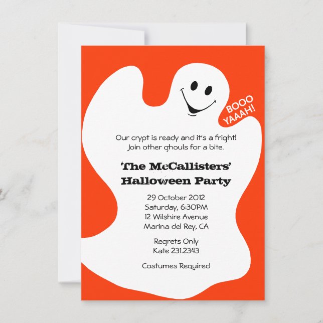 Invitación ¡BOOYAHH! Naranja Halloween Disstume Fiesta divert (Anverso)