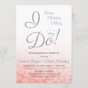 Invitación Booze, Bubbble & Bling, hago fiesta de compromiso