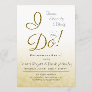 Invitación Booze, Bubbble & Bling, hago una fiesta de comprom