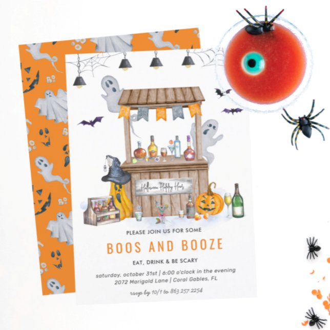 Invitación Booze de Halloween y boos | Fiesta de cócteles (Subido por el creador)