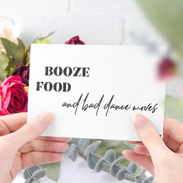 Invitación Booze food bad dance se mueve boda divertido