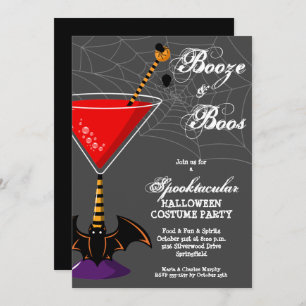 Invitación Booze y Boos Martini Budget Halloween