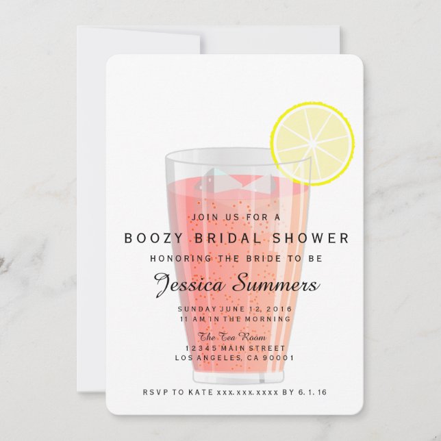 Invitación Boozy Bridal Shower Invitation (Anverso)