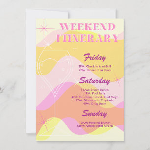 Invitación Boozy y Groovy Bachelorette Itinerario fin de sema