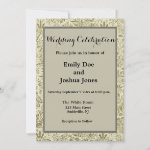 Invitación Bordado Botánico Toile Floral Verde Patrón de Salv
