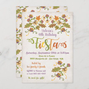 Invitación Bordado de Arte Popular Fiesta Mexicana Cumpleaños