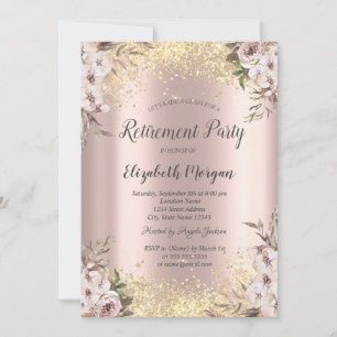 Invitación Bordado de lentejuelas doradas flores boho jubilac