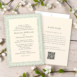 Invitación Bordado delicado de encaje en crema para boda