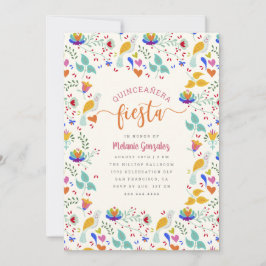 Invitación Bordado floral mexicano Quinceañera Fiesta